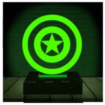Luminária Led 3d Capitão América Escudo Marvel Heroi Abajur