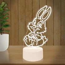 Luminária Led 3D Coelho Páscoa 2 Abajur Presente Criativo Decoração