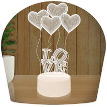 Luminária Led 3D Coração Amor Abajur 1 Presente Criativo Decoração