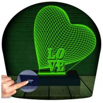 Luminária Led 3d Dia Dos Namorados Coração Presente 2 - 3D Fantasy