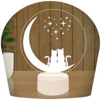 Luminária Led 3d Dia Dos Namorados Gato Lua Abajur Presente Criativo Decoração - 3D Fantasy