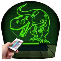 Luminária Led 3d Dinossauro Rex Abajur 16 Cores + Controle 1