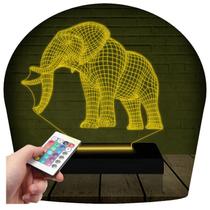 Luminária Led 3d Elefante 6 Abajur Presente Criativo Decoração