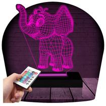 Luminária Led 3d Elefante Infantil Criança Quarto Abajur Presente Criativo Decoração