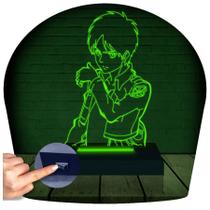Luminária Led 3d Eren Yeager Ataque de Titãs Abajur - 3D Fantasy