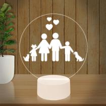 Luminária Led 3d Família Personalizado Abajur