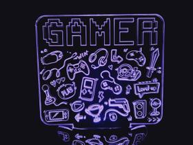 Luminária Led 3d Gamer Videogames Jogador Player Pc - Geeknario
