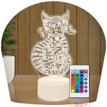 Luminária Led 3D Gato Abajur 5 Presente Criativo Decoração