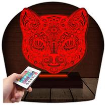 Luminária Led 3D Gato Abajur 6 Presente Criativo Decoração