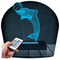 Luminária Led 3D Golfinho Abajur 3 Presente Criativo Decoração