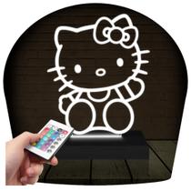 Luminária Led 3d Hello Kitty Abajur 16 Cores + Controle - 3D Fantasy