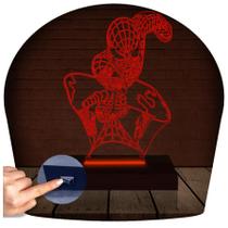 Luminária Led 3D Homem Aranha Herói 3