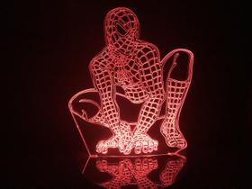 Luminária Led 3d Homem Aranha Spider Acrílico Abajur