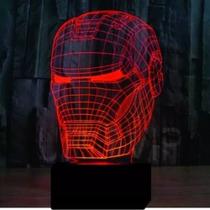 Luminaria Led 3d, Homem De Ferro, Heroi, Vingadores 16 Cores - Avelar Criações