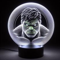 Luminária Led 3d Hulk Marvel Em Acrílico