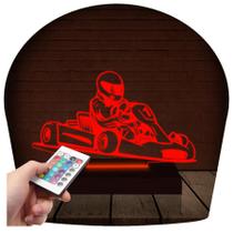 Luminária Led 3d Kart Corrida Fórmula 1 Abajur