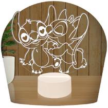 Luminária Led 3d Lilo Stitch Angel Abajur Presente Criativo Decoração