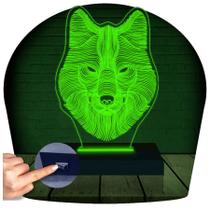 Luminária Led 3D Lobo Abajur 2 Presente Criativo Decoração