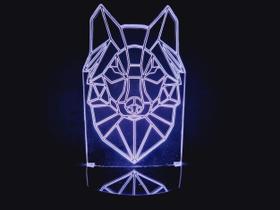 Luminária Led 3d Lobo Branco Geométrico Animal Criativo