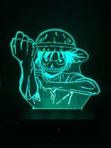 Luminaria Led 3d, Luffy, One Piace, Anime, Geek, 16 Cores controle remoto