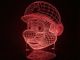 Luminária Led 3d Mario Bros Cabeça Acrílico Abajur