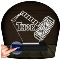 Luminária Led 3d Martelo Thor Mjolnir Abajur Presente Criativo Decoração