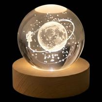 Luminária Led 3d Menina Em Saturno Mesa Quarto Bola Cristal Luminária Led 3d Menina Em Saturno Mesa Quarto Bola Cristal