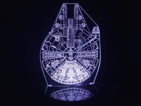 Luminária Led 3d Millenium Falcon Star Wars Abajur - Geeknario