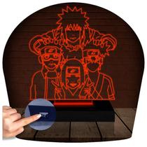 Luminária Led 3d Naruto Turma Abajur