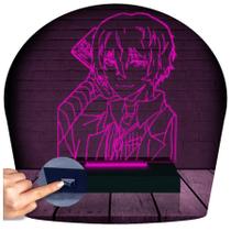 Luminária Led 3d Osamu Dazai Bungo Stray Dogs Abajur