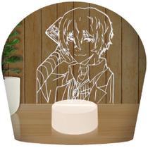 Luminária Led 3d Osamu Dazai Bungo Stray Dogs Abajur