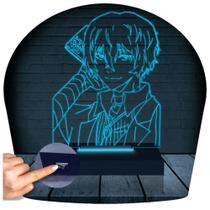 Luminária Led 3d Osamu Dazai Bungo Stray Dogs Abajur