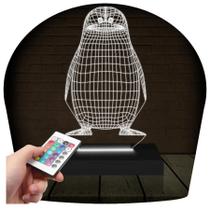 Luminária Led 3D Pinguim Abajur