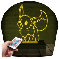 Luminária Led 3D Pokemon Eevee 1 Abajur Presente Criativo Decoração