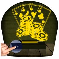 Luminária Led 3d Poker Baralho Cartas Abajur 2 - 3D Fantasy