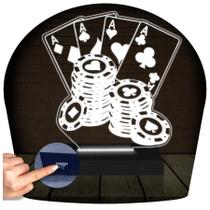 Luminária Led 3d Poker Baralho Cartas Abajur 2 Presente Criativo Decoração