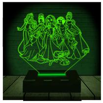 Luminária Led 3d Princesas Disney Abajur