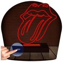 Luminária Led 3d Rolling Stones Banda Rock Abajur - 3D Fantasy