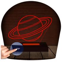 Luminária Led 3d Saturno Planeta Sistema Solar Abajur