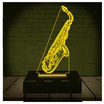 Luminária Led 3d Saxofone Música Abajur