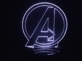 Luminária Led 3d Simbolo Avenger Vingadores Acrílico Abajur
