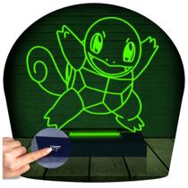 Luminária Led 3d Squirtle Pokemon Abajur