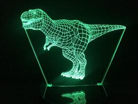 Luminária Led 3d Tiranossauro Dinossauro T-rex Acrílico - Geeknario