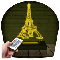 Luminária Led 3D Torre Eiffel Abajur 2 - 3D Fantasy