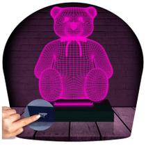 Luminária Led 3D Ursinho Urso4 Presente Criativo Decoração