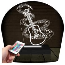Luminária Led 3d Violão Música Abajur 16 Cores + Controle - 3D Fantasy