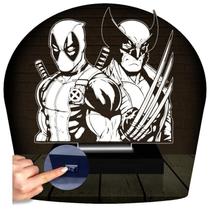 Luminária Led 3d Wolverine Deadpool XMen Abajur Presente Criativo Decoração