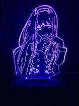 Luminária Led 3d, Zero Two, Anime, 16 Cores+controle, Anime,Presente,Decoração - Avelar Criações