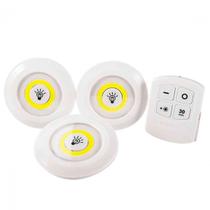 Luminária Led 3x Spot Sem Fio Kit Controle Remoto Cor Branco