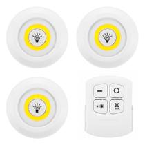 Luminária Led 3x Spot Sem Fio Kit Controle Remoto e Cor Branco